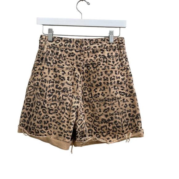Free People Cheetah Leopard High Waist Raw Hem Denim Shorts - Picture 4 of 5